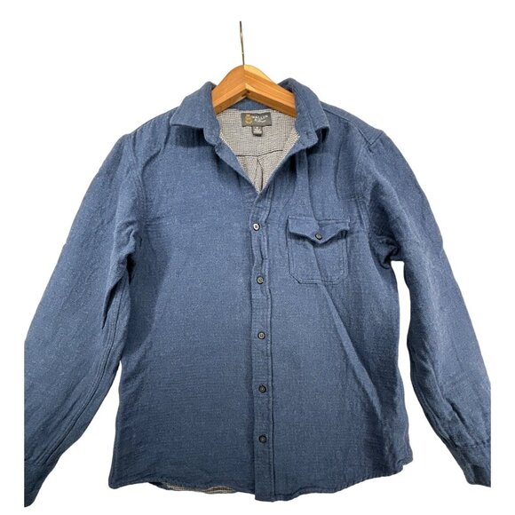 Wallin & Bros Men Button Shirt Sz M Shacket Heavy Lined Soft Blue Cotton Flannel - Picture 2 of 16
